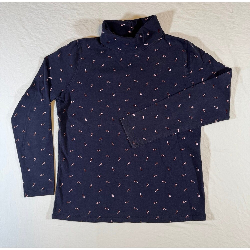 Vintage 90s looking St John’s Bay Christmas Navy  turtleneck candy canes, Size M